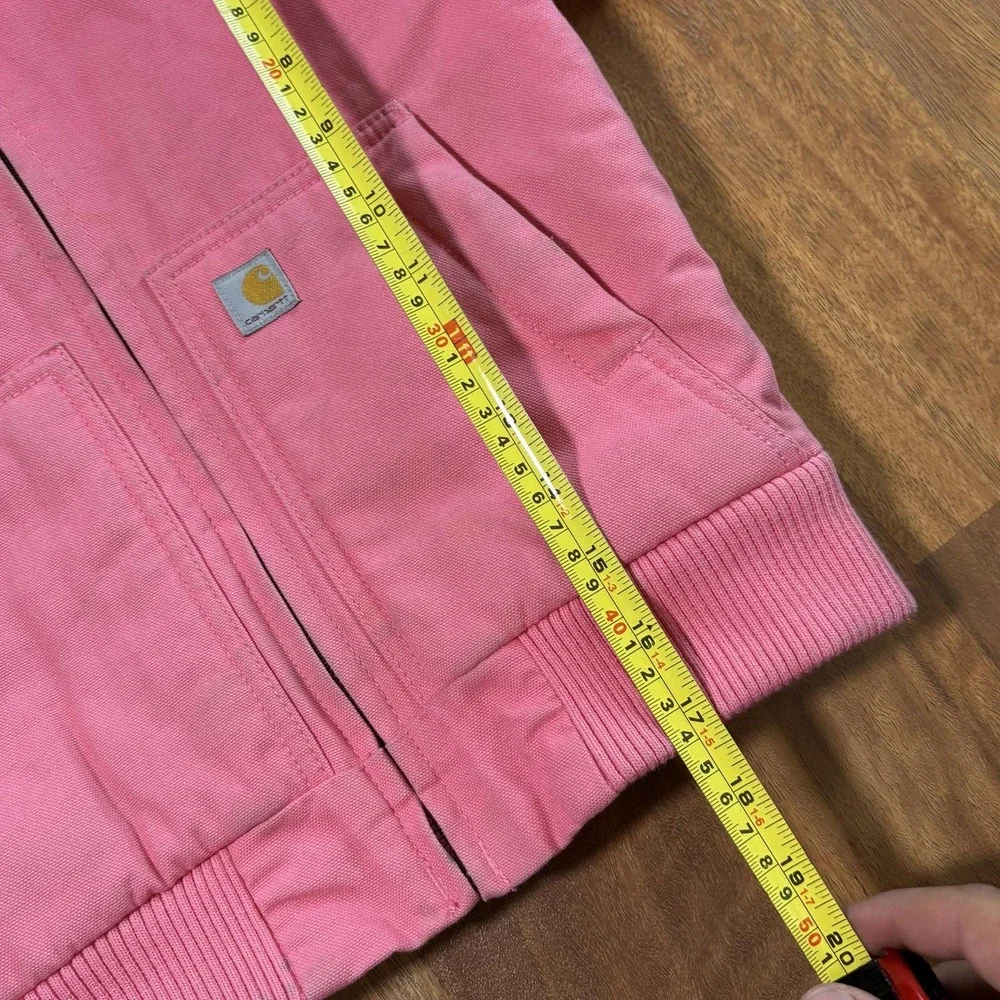 Carhartt Jacket Girls 4T Pink Sherpa Lined Hooded Full Zip Insulated Canvas Warm